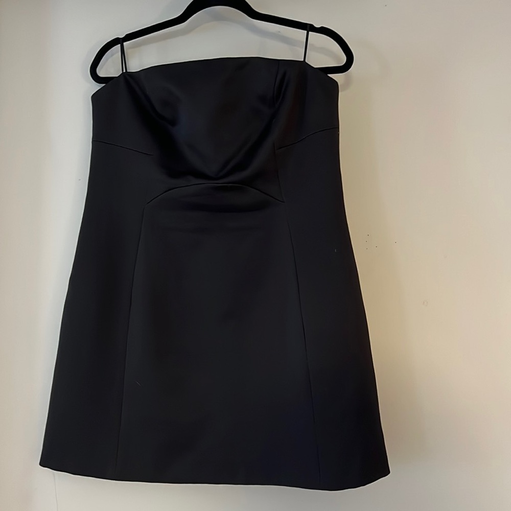 Strapless Crepe thick Satin Mini Dress